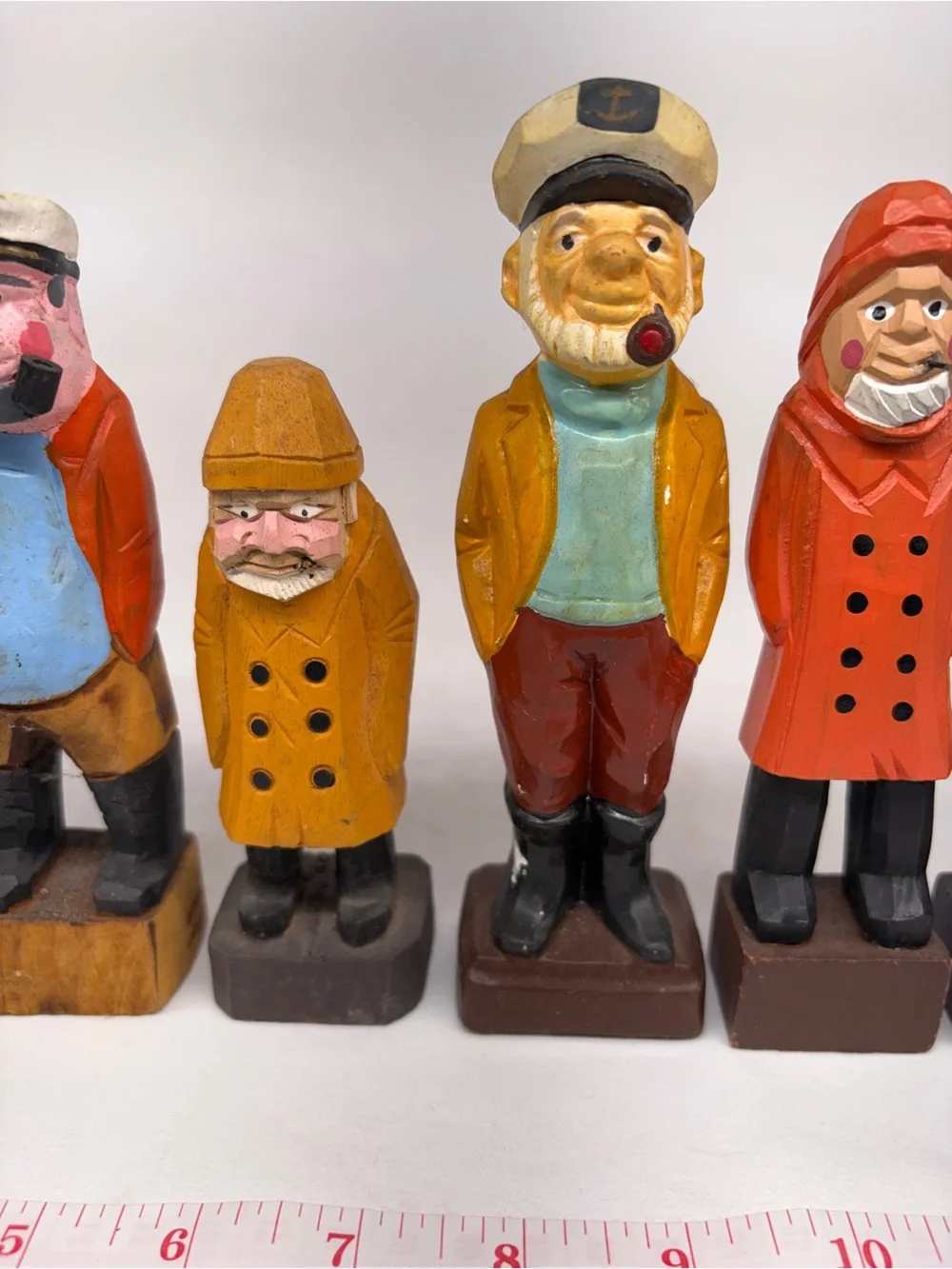 Vintage Faux Wood Nautical Sailor Figurines Sea Captain Lot - Set of 7
